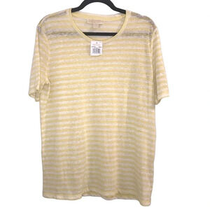 MICHAEL Kors Striped Linen‎ Jersey T-Shirt, Sunbeam